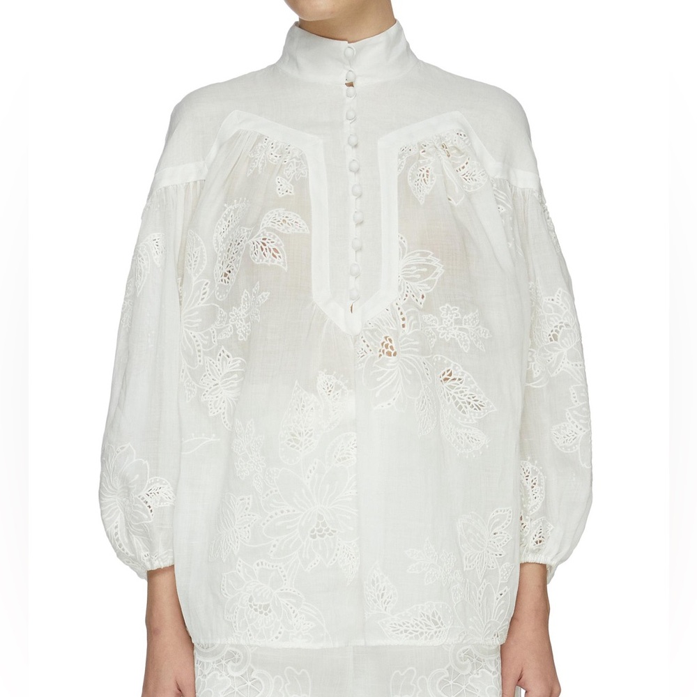 ZIMMERMANN 'riders' Embroidered High Neck Blouse